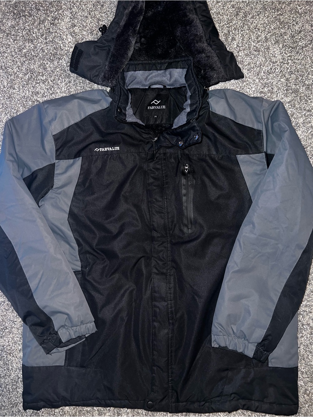 Farvalue Men’s Black & Gray heavy Insulated Winter Jacket